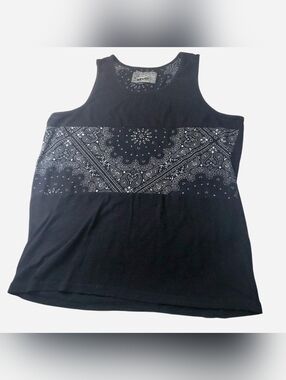 Brooklyn Cloth Mfg Co Sleeveless Top Womens Large Black Geometric Alt Goth Y2k
